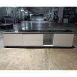 DANCHEV WHITE Lacquered TV Cabinet with BLACK TEMPERED GLASS TOP