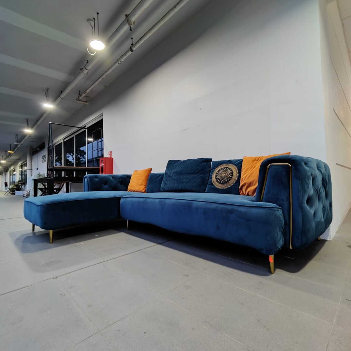 DENERRY L-Shape Sofa in VELVET BLUE