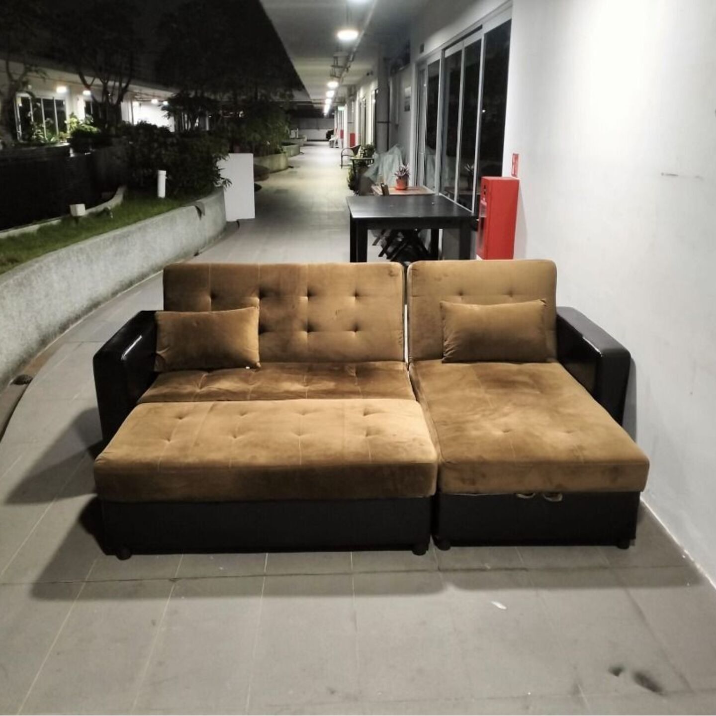 DELHAIZE Multi Storage Sofa Bed in Fabric Brown