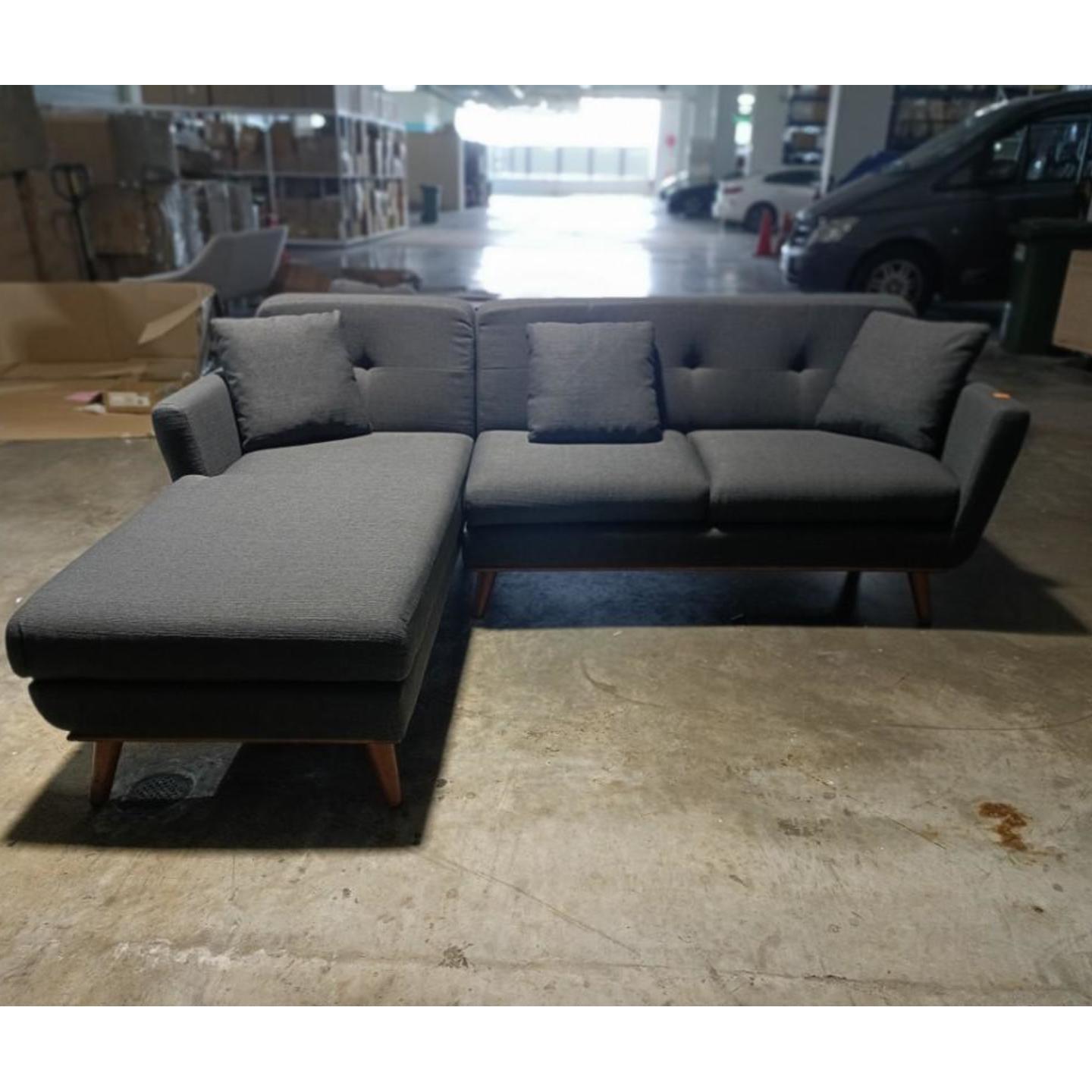 HARRIS L-Shaped Sofa in STONE GREY FABRIC (RIGHT WHEN SEATED)