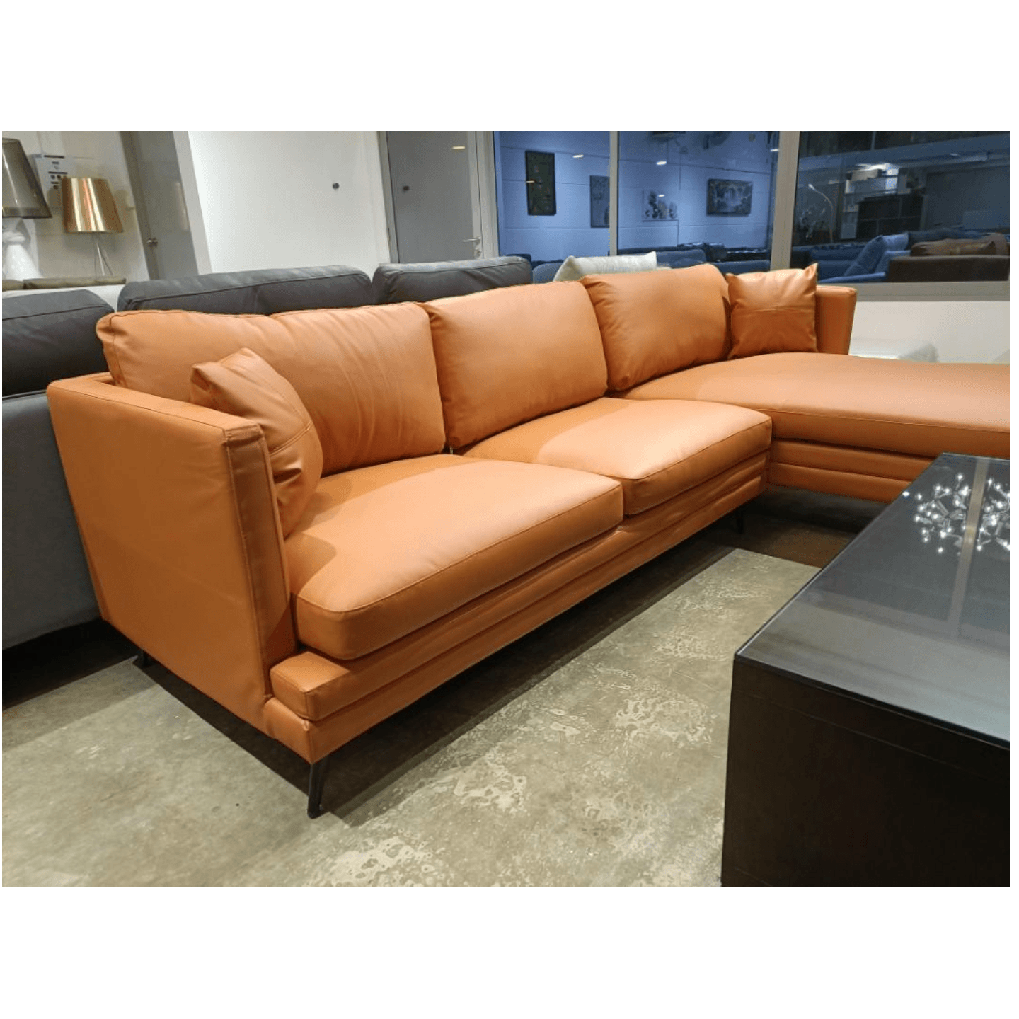 SPECARA L-Shaped Sofa in CAMEL BROWN Leatherette