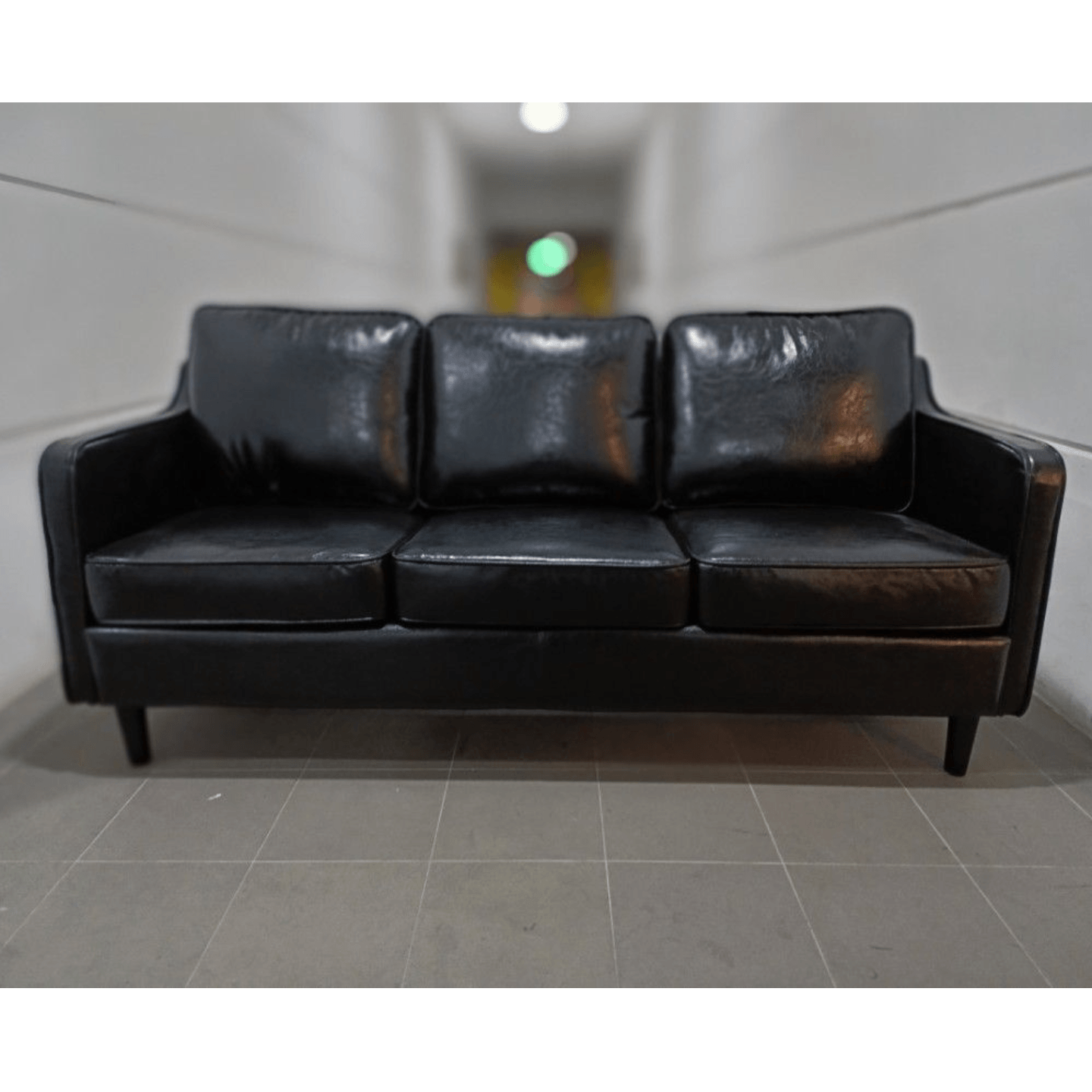 VALENTE DESIGNS 3 Seater Sofa in PITCH BLACK PU