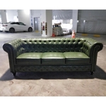 (PRE-ORDER) SALVADORE X 3 Seater Chesterfield Sofa in EMERALD GREEN PU - Estimated Delivery in Mid August 2021