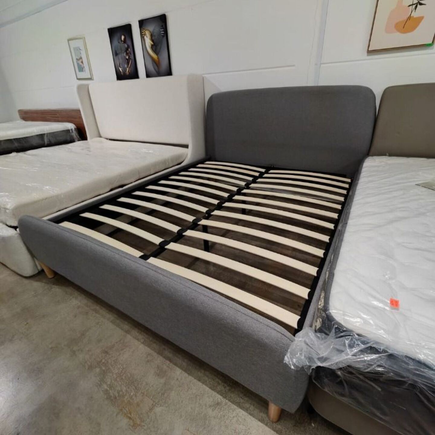 TAYLER Queen Size Bedframe in GREY FABRIC