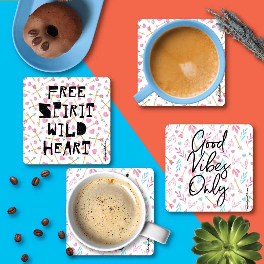 Good Free and Wild Vibes Coasters Set of 2