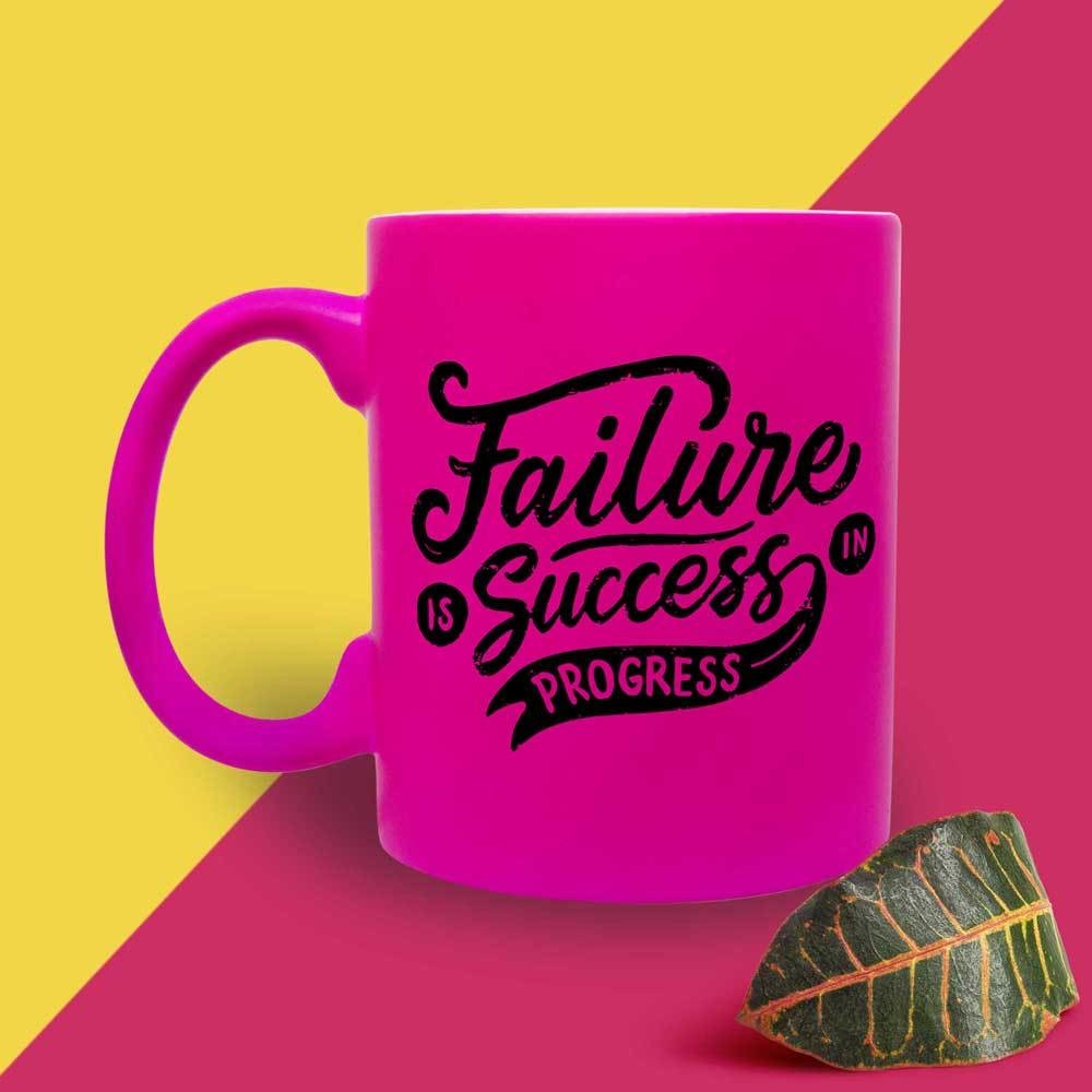 Failure and Success Neon Ceramic Mug, Pink