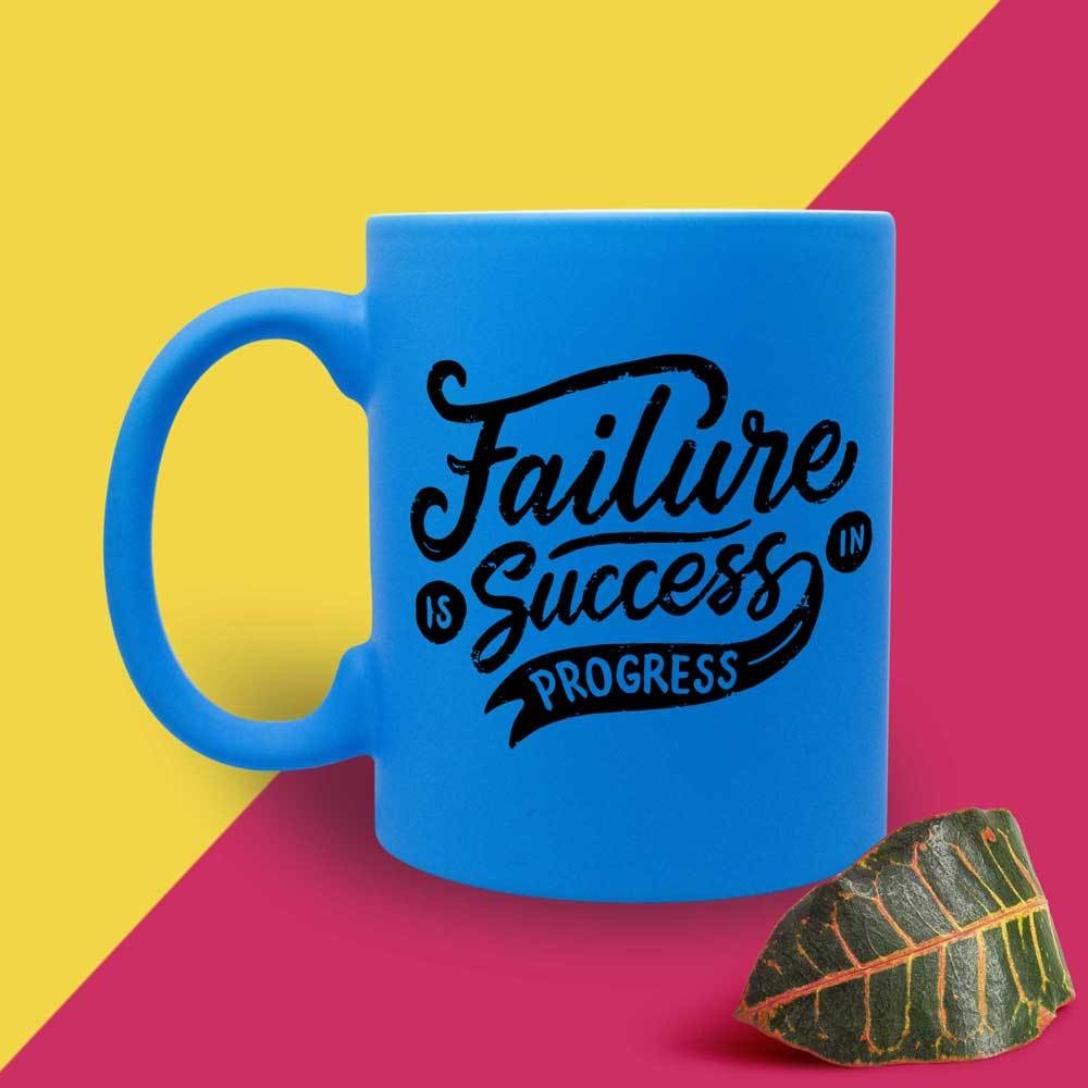 Failure and Success Neon Ceramic Mug, Blue