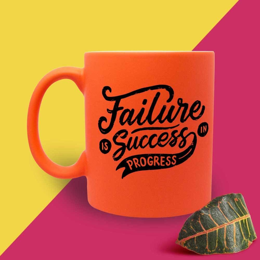 Failure and Success Neon Ceramic Mug, Orange