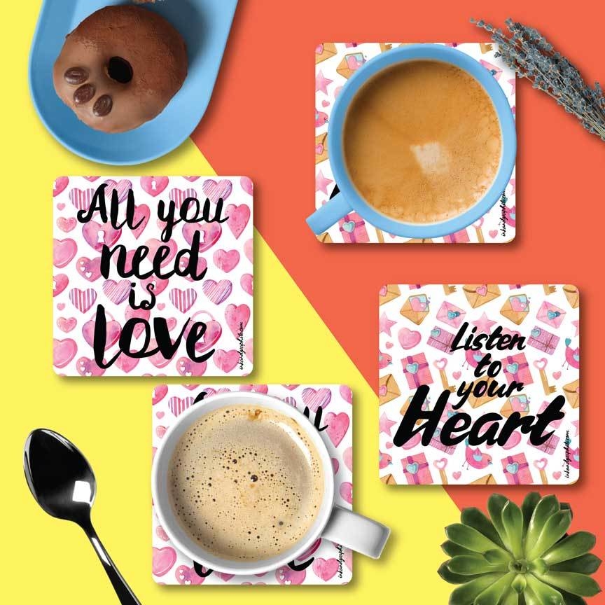 Listen with Love Coasters Set of 2