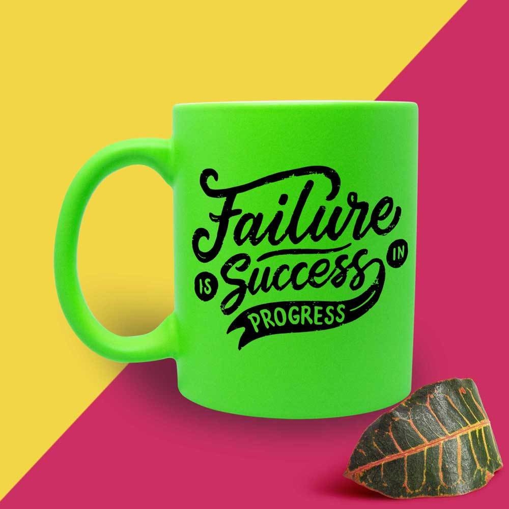 Failure and Success Neon Ceramic Mug, Green