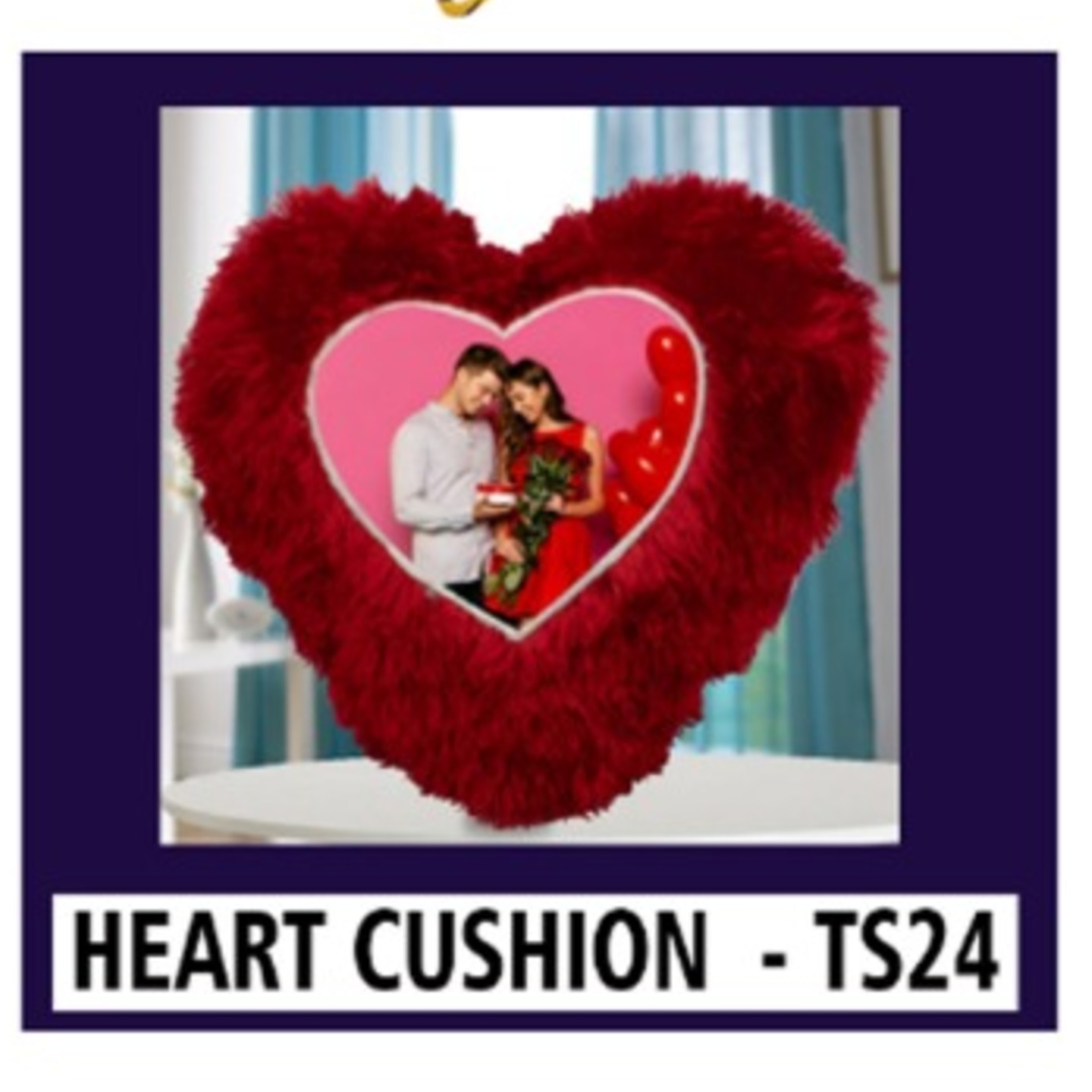 HEART RED FUR CUSHION