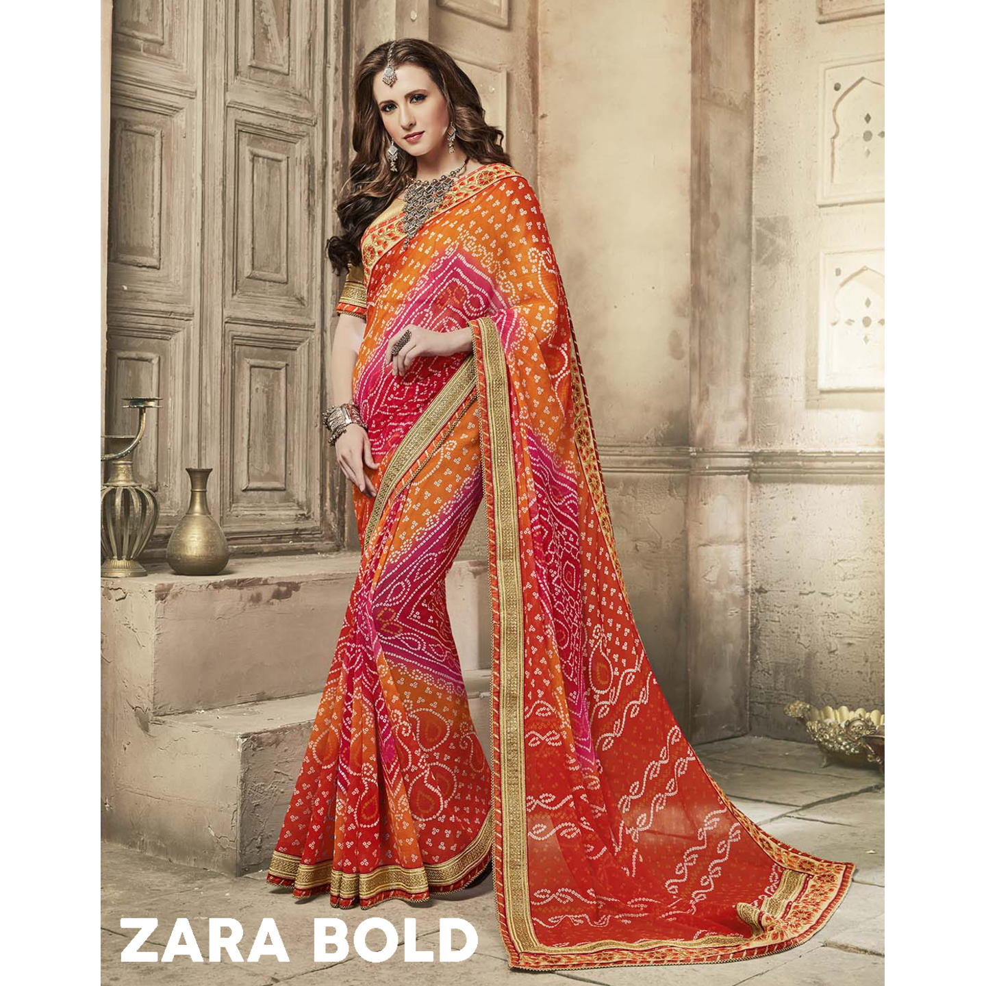 ZARA BOLD BANDHEJ GEORGETTE SAREE