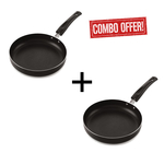 Nelcon N/A 24 cm Diameter Aluminium Fry Pan Without Lid (Black, Thickness - 2.6 mm) (Pack of 2 Pcs)