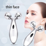 Face Massager,3 D Manual 2 Roller Face Slimming Massager, Portable Y Type Thin Face Machine Roller Face Massager V-shaped Face Silver