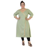Green Colour Angrakha Rayon Kurti