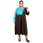 Brown & Firozi Colour Rayon Dress