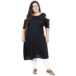 Black Colour Straight Rayon Kurti