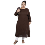 Brown Colour Straight Rayon Kurti