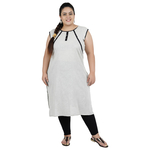 Grey Colour Straight Cotton Feeding Kurti