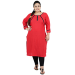 Red Colour Straight Rayon Feeding Kurti