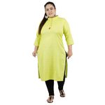 Lemon Yellow Colour Straight Rayon Kurti
