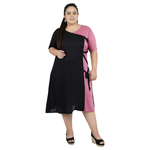 Black & Pink Colour Rayon Dress