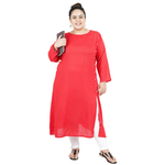 Red Colour Straight Rayon Kurti