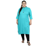 Firozi Colour Straight Rayon Kurti