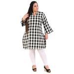Black Colour Straight Checked Woolen Kurti