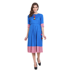 Blue & Pink Colour Rayon Dress