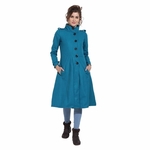 Firozi Colour Long Woolen Coat