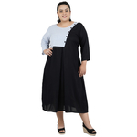 Black & Grey Colour Rayon Dress