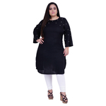 Black Colour Rayon Kurti Embedded with Beads