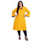 Yellow Colour Straight Rayon Kurti