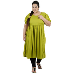 Green Colour Straight Rayon Feeding Kurti