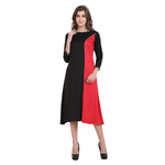 Red & Black Colour Rayon Dress