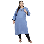 Blue Colour Straight Rayon Kurti
