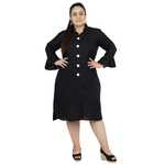 Black Colour Shirt Style Rayon Dress
