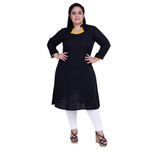 Black Colour Straight Rayon Kurti