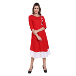 Red & Cream Colour Rayon Dress