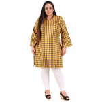 Yellow Colour Straight Checked Woolen Kurti