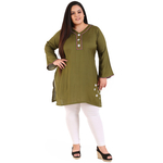 Green Colour Straight Rayon Kurti