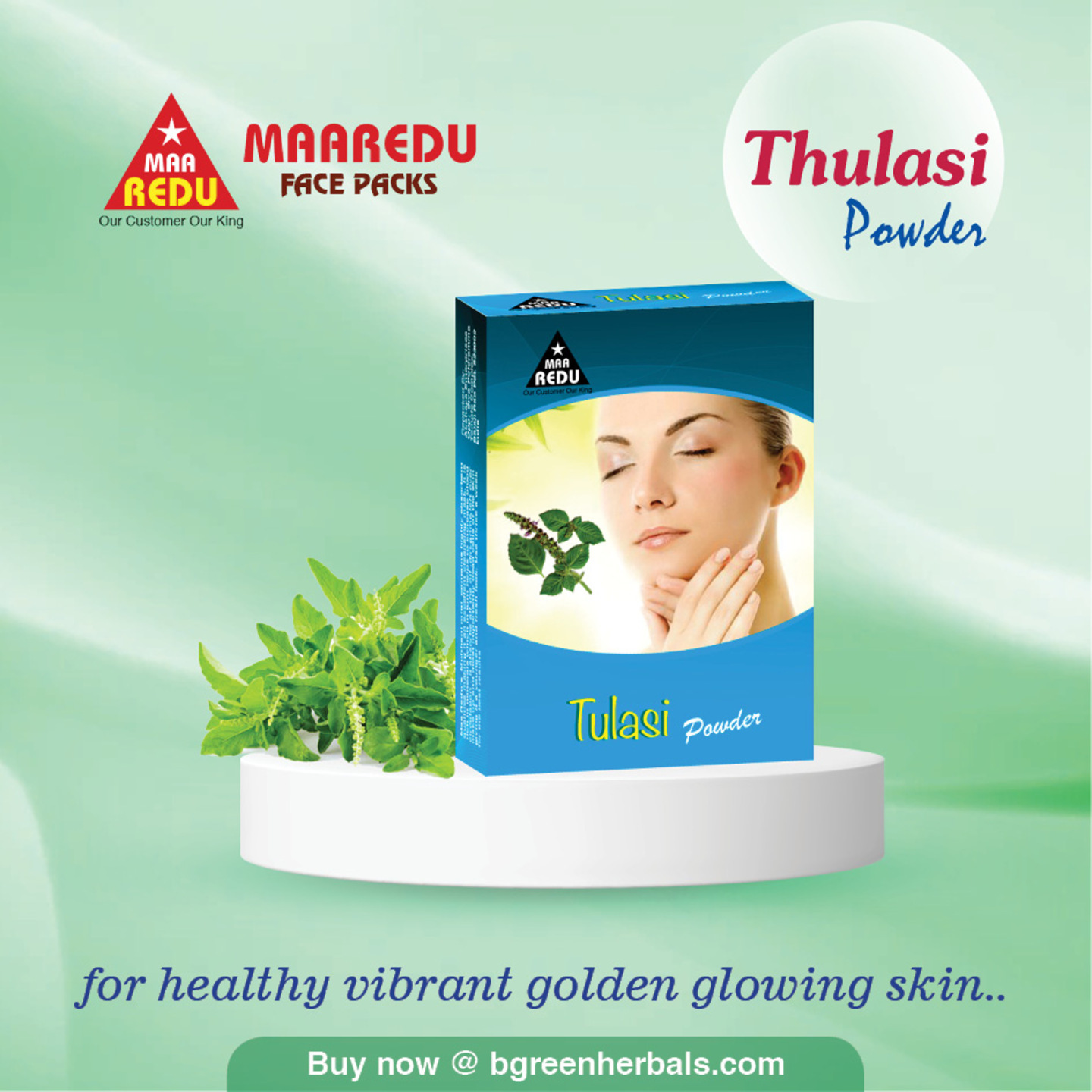 MaaRedu Natural Thulasi Powder Face Pack  Skin Pack, 100g