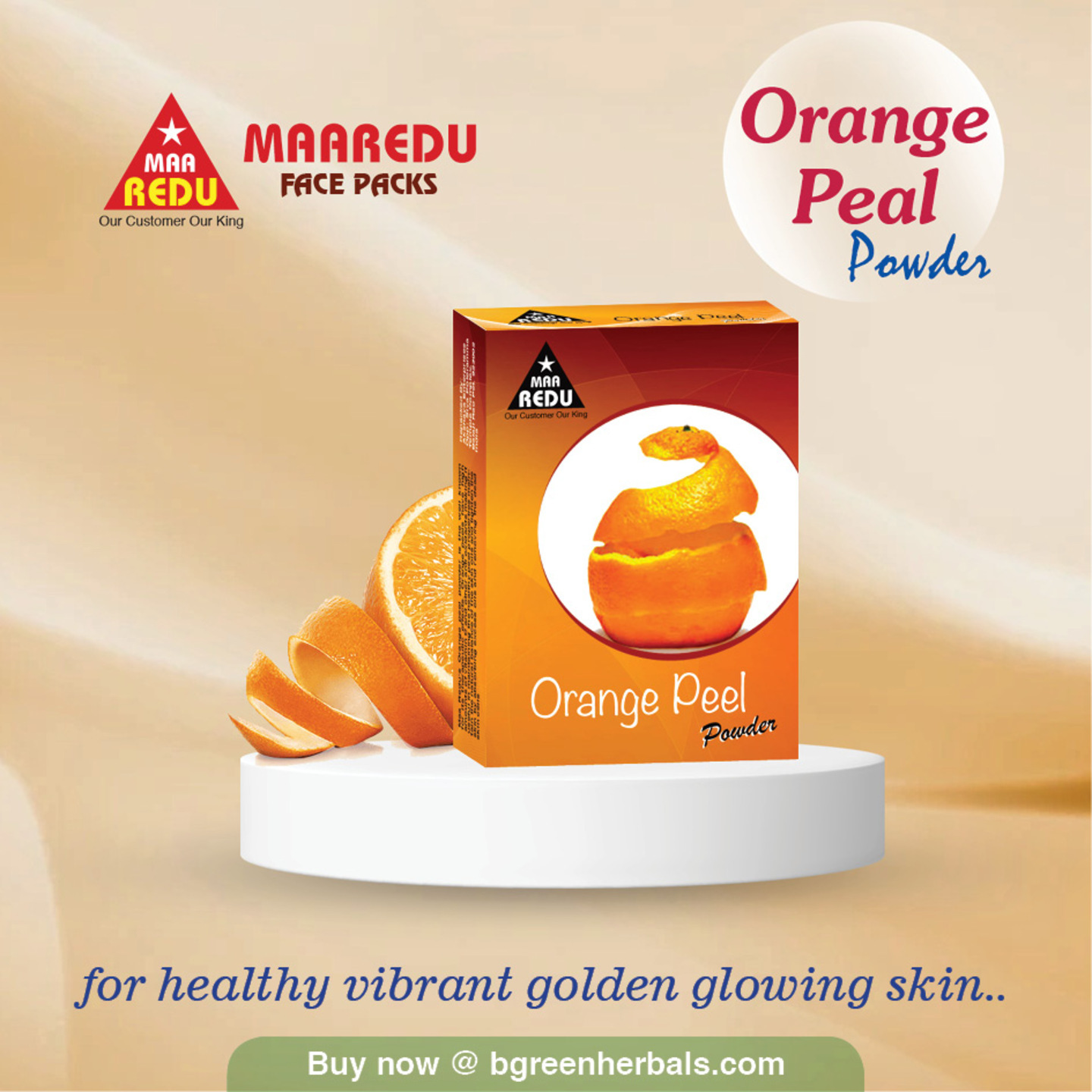 MaaRedu Natural Orange Peel Powder Face Pack  Skin Pack, 100g