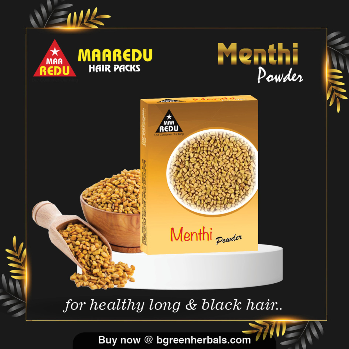 MaaRedu Menthi Powder Hair Pack  Scalp Pack, 100g