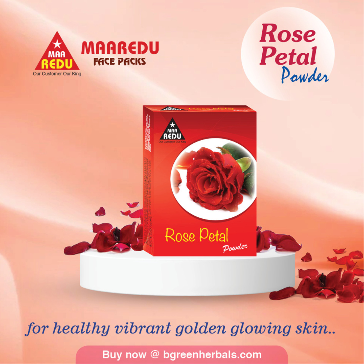 MaaRedu Natural Rose Petals Powder Face Pack  Skin Pack, 100g