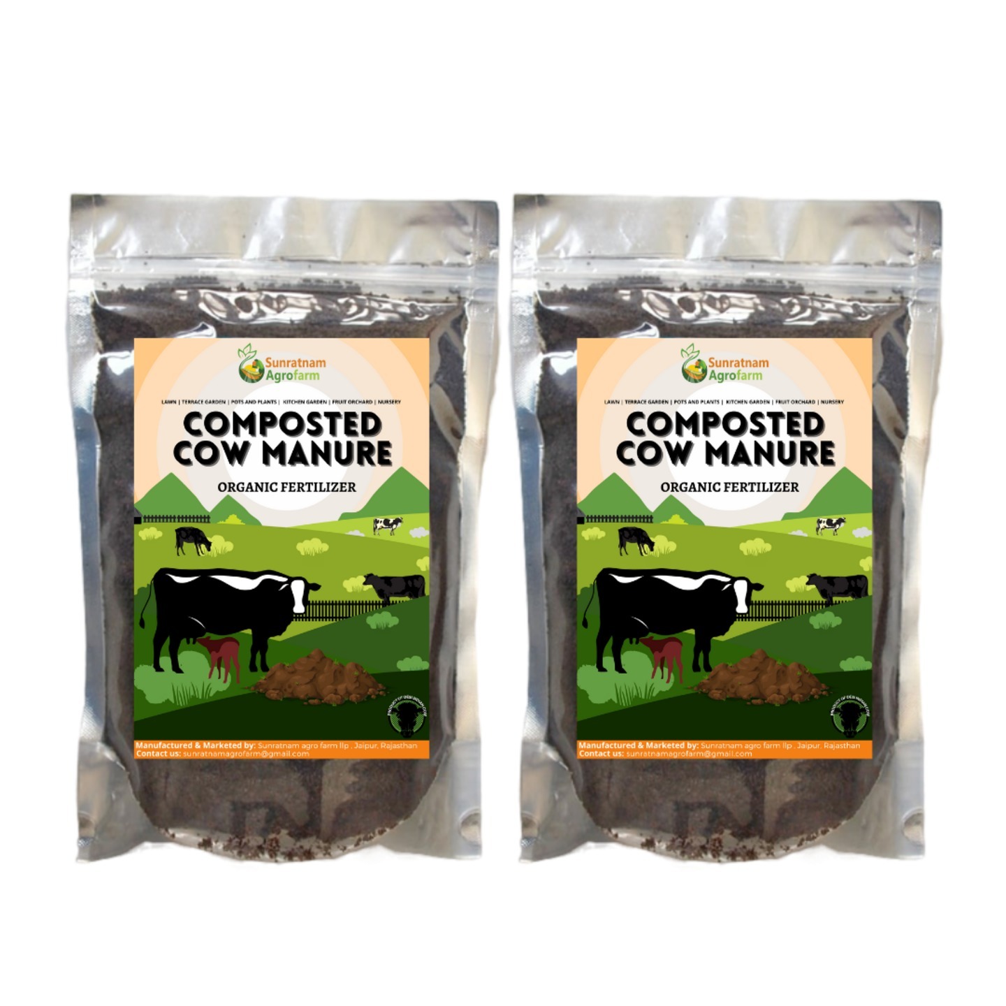 Pack of 2 Sunratnam Composted cow manure 900gms