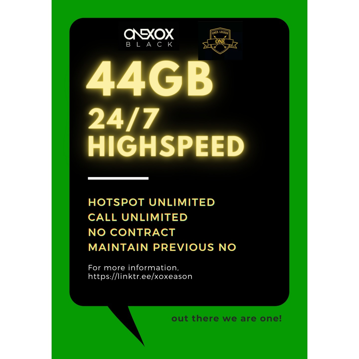 ONEXOX  Black Postpaid Plan 44GB