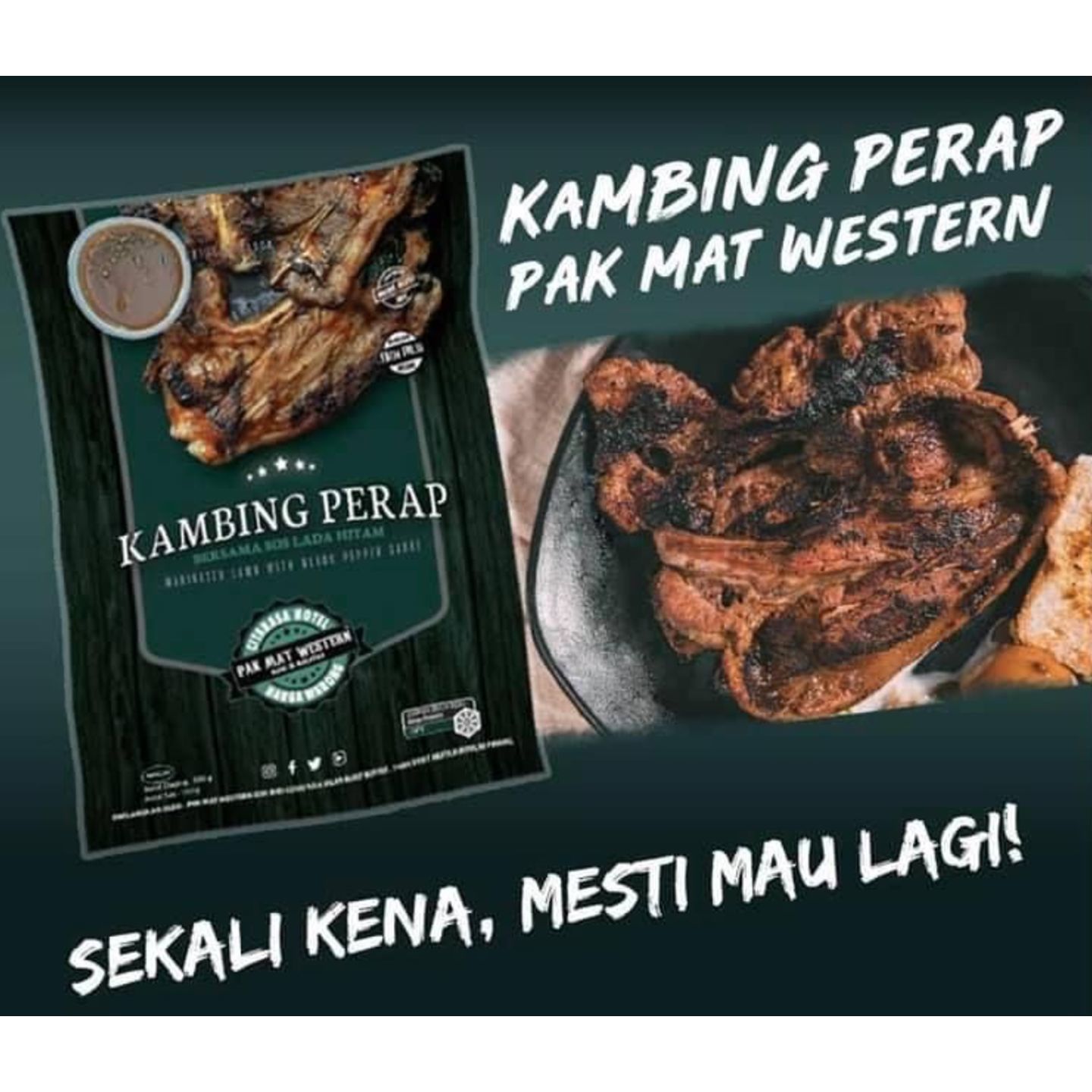 Pak Mat Western - Black Pepper Lamb Grill  Kambing Perap Lada Hitam - 500gm