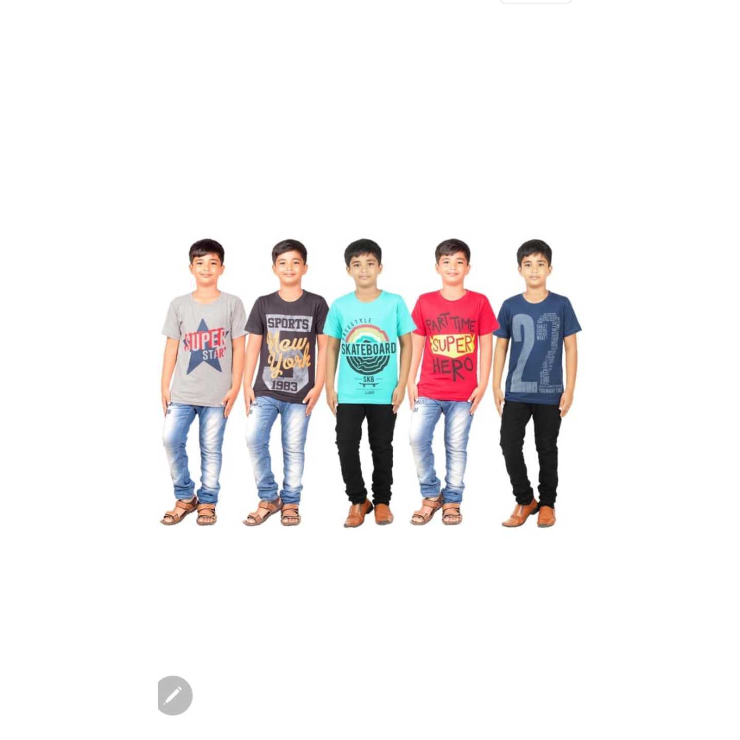 Boy's Printed Cotton T-Shirt (Half Sleeve) - Pack of 5